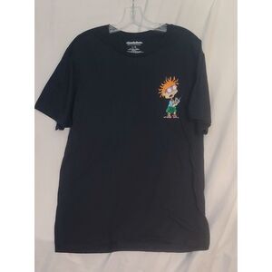 Rugrats 2-Sided Graphics Chuckie and Tommy Pickles Black T-shirt Adult Large